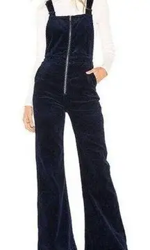 Rolla's  Eastcoast Flare Bib Corduroy Overalls Navy Blue Retrochic Boho Revolve 29