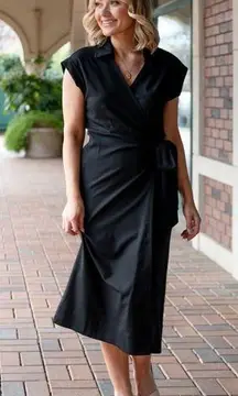 NWT Liverpool Los Angeles X Nordstrom Collared Wrap Dress in Black