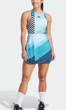 SZ M- Adidas Women's Aero‎ Ready Transformative Tennis Dress, Flash Aqua /Black.