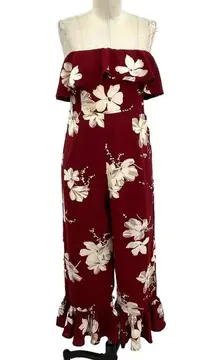 Hello‎ Molly Where I Stand Floral Print Jumpsuit in Wine Red Size 10 / US 6