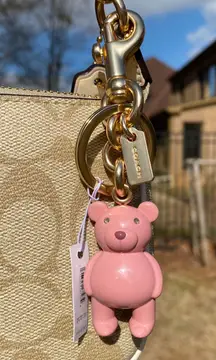 Coach NWT  Bear Bag Charm Gold/Pink CP890