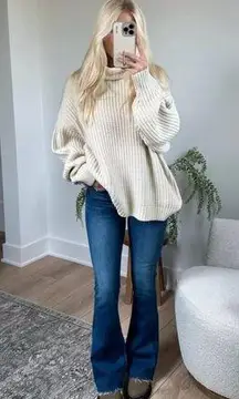 FREE PEOPLE Swim Too Deep Turtleneck Sweater in Tea Size Small