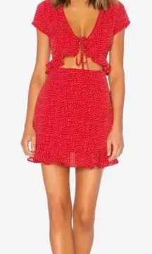NWT Superdown Mercy Red Polka Dot Mini Dress Tie Front Bare Midriff size XXS