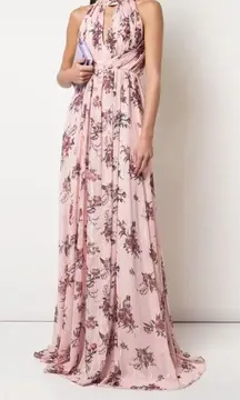 Marchesa Notte Bridesmaids Blush Floral Halter Gown‎ 8