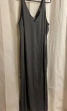 Gray Slip Dress with Slits on Bottom