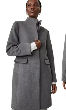 Ann Taylor Funnel Neck Wool Blend Tailored Coat Hidden Button Gray Size S