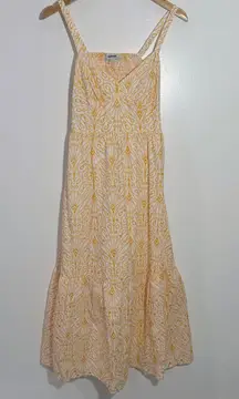 NWT Loft Eyelet Open Back Maxi Dress Yellow/ White Size 8 Petite