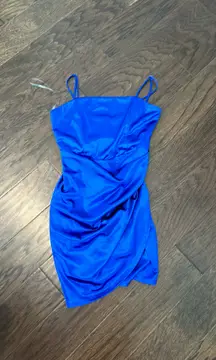 Short Satin Royal Blue Dress