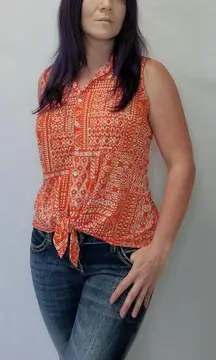 Button Up Front Tie Top