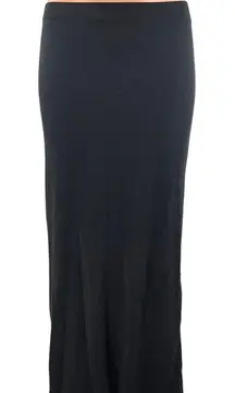 Monki Womens Black High Waisted Pull On Straight Pencil Midi Slip Skirt Size XXS