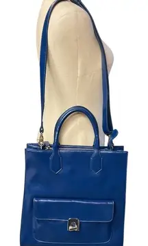 Monroe & Main Women's Leather Top Handle Tote Bag Versatile Solid Blue One Size‎