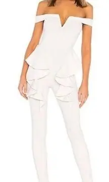Michael Costello X Revolve Jeric Ruffled Jumpsuit Ivory S