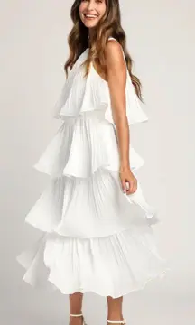 Lulus White Tiered Midi Dress!