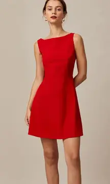 RIHOAS The Red Boat Neck High Waisted Mini Dress M