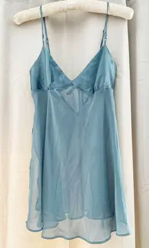 Victoria’s Secret Vintage Y2K Steel Blue Gray Sheer Babydoll Chemise Size XS