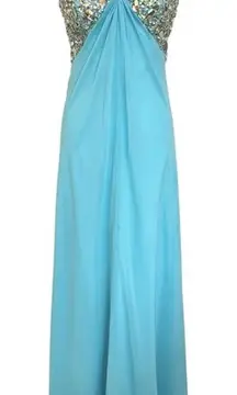 Aqua‎ Blue Dress Size 2 Beaded Evening Party Cocktail Prom Bedazzled Rhinestone