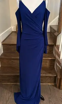 Lauren Ralph Lauren Royal Blue Beaded Straps Tiffin Gown Dress Size 6