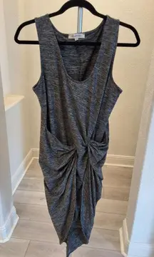 The Vanity Room Women's Twisted Dress Gray Sleeveless Hi-Low Hem Gathered Size M