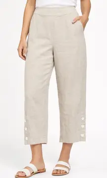 Chicos 100 Linen Pull On Pants Boho Lagenlook 3 16 Resort Costal Vacation Button