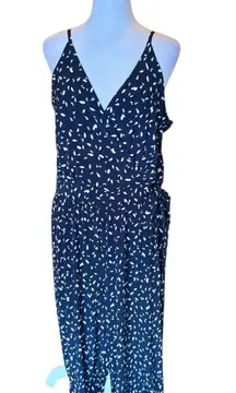 Kaileigh Rica Knit Crop Jumpsuit Navy An White New With Tags Womens Size XXL