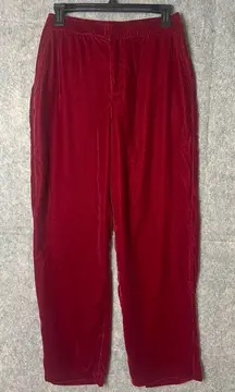 Gap Woman Size 8 High Rise Wide Leg Velvet Cranberry straight‎ leg pants