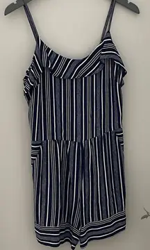 Ann Taylor LOFT Romper.‎ Size 8 Navy Striped. Summer