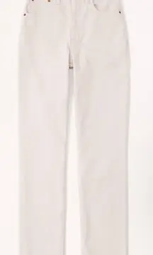 Abercrombie‎ & Fitch The 90’s Straight Ultra High Rise Curve Love 10 Long Cream