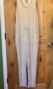 Costa Mesa Beige Neutral Leopard Print Jumpsuit $158 EUC M