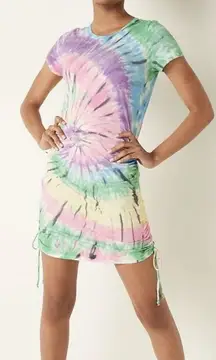 Victoria’s Secret pink ruched side dress VS RAINBOW TIE DIE 