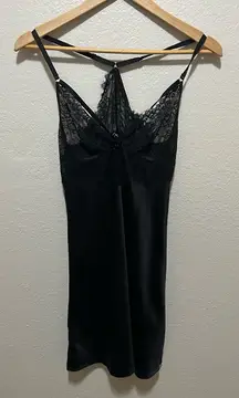 Vintage Palmers Privee Silk Lace Slip Dress Size Small Black