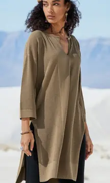 Peruvian‎ Connection Gallerist Caftan Pima Cotton Blend  Mesh Tunic