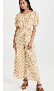 Rebecca Taylor Floral Wide Leg Poplin Jumpsuit in Lattice Fleur Honey Combo 0