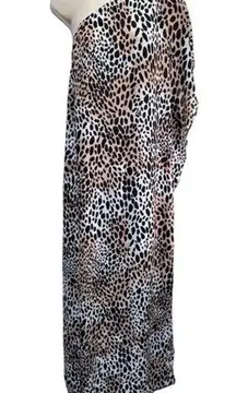 Buddy Love Grace Cheetah One shoulder maxi dress with side slit.