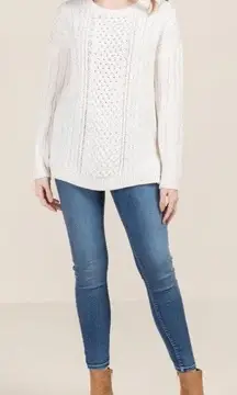 Francesca’s Pearl Embellished Cable Knit Sweater