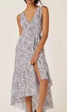 Anthropologie Hutch Elisabet Purple Floral Strappy Back Wrap Maxi Dress XS