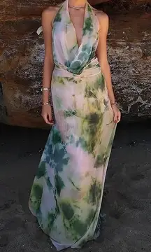 Commense Tie Dye Print Halter Backless Skirt Set size xs