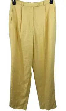 Lauren‎ Ralph Lauren 100% Linen Yellow Trousers Pants Size 12P Pleated and Lined
