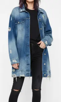 Y2k Highway Jeans Denim Jacket Distressed Jean Jacket Small 2000s