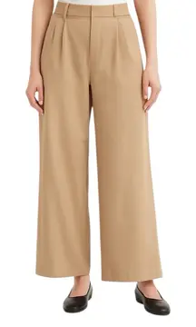 Everlane - Way-High Drape Pleated Wide-Leg Pants in Khaki Tan Sz 14 S