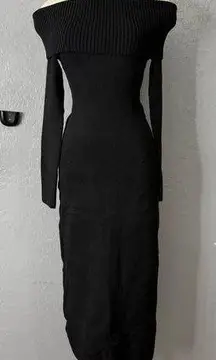 Hollister Womens Off-The-Shoulder Midi Dress, Black, XXST