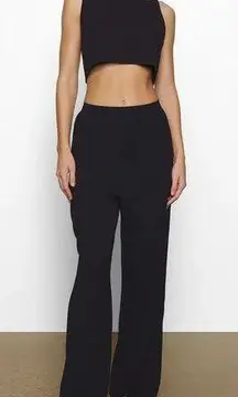 loose boyfriend pant onyx black soft baggy high comfy relaxed size small