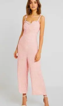 NWT  Abby Rose Gingham Plaid Ruffle Strap Jumpsuit Size L