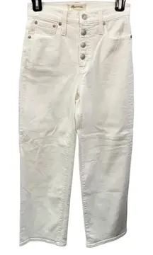 Madewell Slim Wide Leg Crop White Jeans Button Fly‎ Summer Spring Vacation 23