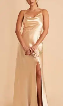 Lisa Long Satin Gold Dress