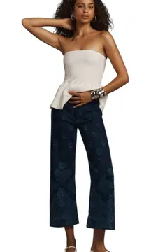 Anthropologie Maeve The Colette Cropped Wide Leg Jeans SHU PRINT Sz 24 Stretchy