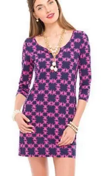 Lilly Pulitzer Get Hoppy Frog Print Pink Navy Blue Cotton Gretchen Dress Size S