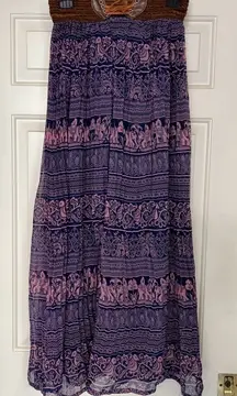 Wide Leg Pull On‎ Harem Pants With Bird & Elephant Boho Hippie Print