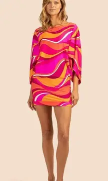 Trina Turk Women’s Standard Vivid Vista Swim Tunic S Retro Groovy Summer Resort