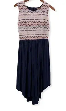 Anthropologie Dress Dolan Midi Tank Southwest Geometric Pattern Blue Skirt Small