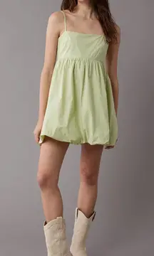 Green Poplin Bubble Mini Dress